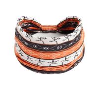 1 Pack Boho Headbands Stretch Paisley Print Bandana Headband Criss Cross Hair Bands Knotted Head Wrap Yoga Daily for Women and Girls (Orange Brown)