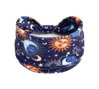 1 Pack Boho Headbands Stretch Paisley Print Bandana Headband Criss Cross Hair Bands Knotted Head Wrap Yoga Daily for Women and Girls (Blue Cosmic)