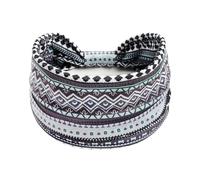 1 Pack Boho Headbands Stretch Paisley Print Bandana Headband Criss Cross Hair Bands Knotted Head Wrap Yoga Daily for Women and Girls (Black Geometric)