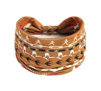 1 Pack Boho Headbands Stretch Paisley Print Bandana Headband Criss Cross Hair Bands Knotted Head Wrap Yoga Daily for Women and Girls (Brown Vintage)