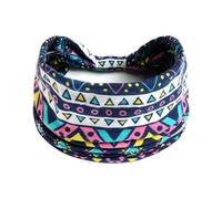 1 Pack Boho Headbands Stretch Paisley Print Bandana Headband Criss Cross Hair Bands Knotted Head Wrap Yoga Daily for Women and Girls (Purple Ethnic)