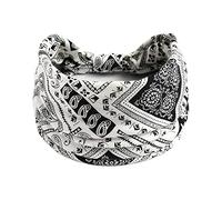 1 Pack Boho Headbands Stretch Paisley Print Bandana Headband Criss Cross Hair Bands Knotted Head Wrap Yoga Daily for Women and Girls (White Black)