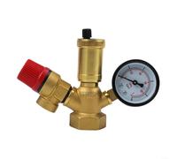 1 Pack Brass Boiler Safety Group Valve 3 Bar Relief with Manometer 0-10 Bar Display 1 Inch Internal Thread Quick Vent 3/8 Inch Golden Finish for Home Heating System Maintenance