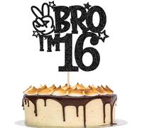 1 Pack Brother I'm 16 Cake Topper Glitter Star Happy 16th Birthday Cake Pick Bro I'm 16 Cake Decoration It's My 16th Birthday Decorations for Boys Cheers to 16 Years Birthday Party Supplies