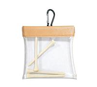 1 Pack Brown Golf Tee Ball Bag Pouch Clip Holder Transparent for Men Women, Golf Tee Waterproof Professional Holder Including Wood Bamboo Tees for Golf Course