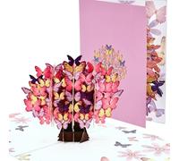 1 Pack Butterfly Tree Pop Up Card, 3D Greeting Cards, Valentines Day Cards, Mothers Day Card, Mum Birthday Card, Anniversary Card, Thank-You Card Unique Gift for Her Mum Wife Ladies-girls