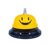 1 Pack Call Bell, Desk Service Bell, 3.35 Inch Diameter Metal Bell for Hotels, Schools, Pet Dog Training(Yellow, Smile)