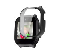 [1-Pack] Case for Cosmo JrTrack 5 Kids Smart Watch, FJIASTB Rugged PC Cover Built-in Tempered Glass Film Screen Protector, Shock-Proof, Scratch-Proof (Black)