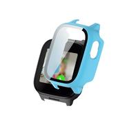[1-Pack] Case for Cosmo JrTrack 5 Kids Smart Watch, FJIASTB Rugged PC Cover Built-in Tempered Glass Film Screen Protector, Shock-Proof, Scratch-Proof (Light Blue)