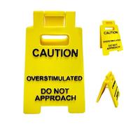 1 Pack Caution Overstimulated Desk Sign, Do Not Approach Busy Desk Sign, Funny Office Accessories, Humorous Office Decor, Gag Gift for Coworker Teammate Employee Boss