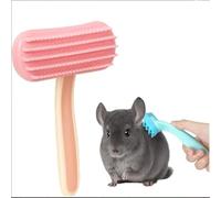 1 Pack Chinchilla Grooming Brush, Soft Silicone Pet De-Shedding & Bath Brush Gentle Massage Comb for Guinea Pigs, Rabbits, Hamsters, Small Animals, Kittens & Puppies（Pink）