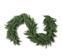 1 Pack Christmas Cedar Artificial Pine Cypress Vines Faux Evergreen Cascade Garland for Indoor Outdoor Table Stairs Winter Decoration (6 ft)