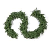 1 Pack Christmas Cedar Artificial Pine Cypress Vines Faux Evergreen Cascade Garland for Indoor Outdoor Table Stairs Winter Decoration (9 ft)