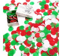 1 Pack Christmas Confetti, Christmas Table Confettis, Pieces Xmas Round Tissue Confetti for Xmas, Table Decorations, Indoor Outdoor Parties (White Red Green)