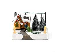 1 Pack Christmas Luminous Music Box Ornament with Enchanting Melody and Snow Scene Design, Resin Holiday Decoration for Home Office Party Tabletop Display(puppet)