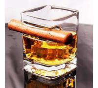 1 pack Cigar Glass,Whiskey Glass Cup with Cigar Holder Transparent 11 OZ