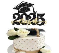 1 Pack Class of 2024 Cake Topper Glitter Congrats Grad Cap 2024 Graduation Cake Pick for 2024 Graduation Theme High School Boys Girls Graduate Party Cake Decorations Supplies Black Gold