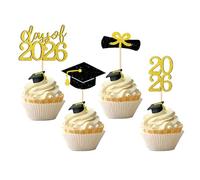 1 Pack Class of 2025 Cake Topper Glitter Congrats Grad Cap Graduation Congrats Grad Cake Topper for Graduations Cake decorations (Gold)