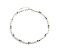 1 pack Coconut Bead Surfer Necklace,Bohemian Style Turquoise Coconut Shell Wood Bead Patchwork Necklace, Personalized Surfer Waterproof Handmade Jewelry Accessories, Jewelry Gifts