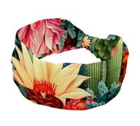 1 Pack Colored Cactus-438 Elastic Soft Fabric Non-Slip Women's Fashion Headbands - Soft, Wide, and Stylish for All Occasions