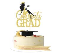 1 Pack Congrats Grad Cake Topper Glitter 2025 Girl Graduation Cake Decorations High Heel Girl Cake Pick for School Graduation Theme Party Cake Decoration Supplies Gold