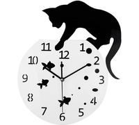 1 Pack Creative Cat-Shaped Wall Clock - Cat Design On - Living Room Mirror - 3D