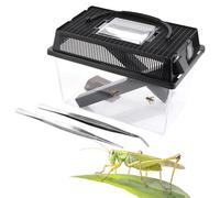 1 Pack Cricket Keeper Insect Keeper with 2 Pcs Dispenser Tubes and 2 Pcs Insect Stainless Steel Tweezers for Reptile Bearded Dragon Leopard Gecko Lizard Frog (Large)