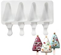 1 Pack Cute Triangle Shape Popsicle Molds Silicone Ice Pop Molds 4 Cavities Popsicle Molds for Kids Adults Ice Cream Mold Cakesicles Mould DIY Popsicle Maker Homemade Popsicle Silicone Molds H