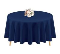 1 Pack Dark Blue Polyester Round Tablecloths 90 Inches Circular Table Cloth Stain and Resistant Wrinkle Washable Table Cover for Wedding,Parties,Banquet,Buffet Table, Holiday,Dinner Tables Decorate