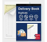 1 Pack Delivery Note Book A5 Tear-Off Duplicate Delivery Book NCR 2-Part Carbonless Paper 50 Sets per Book 148 x 210mm Integrated Cardboard Backing Board Blue