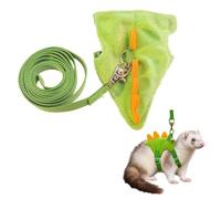 1 Pack Dinosaur Shaped Ferret Harness and Leash Set Hedgehog Hamster Leash Guinea Pig Harness Adjustable Hamster Clothes Outfits Hedgehog Accessories Green