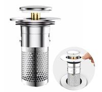 1 Pack Drain Plug Sink for 32-40 mm Drain, Pop Up Drain Strainer with Hair Catcher, Universal Sink Plugs With Spare Rubber Ring for Kitchen, Bathroom, Wash Basin, Bathtubs (StyleB, 1Pcs)