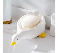 1 Pack Duck Ceramic Soap Dishes,Soap Holder with Drain,Soap Dish Container,Dish Soap Tray,Sponge Holder,Soap Tray for Shower,Bathroom,Bar,Kitchen,Counter (Duck)