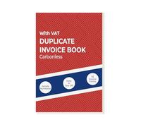 1 Pack Duplicate Invoice Book with VAT, 2-Part NCR VAT Invoice Book for Business and Sales, Office Use, 140 x 210mm, 50 Forms