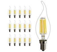 1 Pack E14 Vintage LED Filament Bulbs 6 W Warm White 2700 K C35 Tail for Retro Antique Chandelier Pendant Lamp, (04) 15x, E14, 6.00W 220.00V