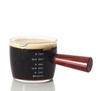 1 Pack Espresso Shot Glass 75ML Triple Pitcher Barista Single Spouts with Wood Handle by BCnmviku