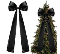 1 Pack Extra Large Christmas Front Door Bow Decorations (Black)