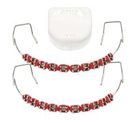1 Pack Fake Braces, Temporary Tooth Decoration with Metal Wires, Metal Brackets and Orthodontic Ligature Ties, Suitable for Orthodontists to Explain, for Dental Students to Practice (Red)