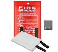 1 Pack Fire Blanket 1m X 1m,Emergency Fire Blanket for Kitchen Quick Unfolding Fiberglass Flame Retardant W/Hooks Fire Blankets, Heavy Duty Fire Suppression Blankets for Home, Office & Caravan