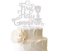 1 Pack First Holy Communion Cake Topper Glitter Baptism Christening Cake Pick God Bless Cake Decorations for First Communion Theme Kids Birthday Baby Shower Wedding Bridal Shower Party Supplies