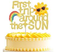 1 Pack First Trip Around The Sun Cake Topper Sunshine Cake Pick Sun Cake Decoration for Sunshine Theme Baby Shower 1st Birthday Supplies