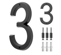 1 Pack Floating House Number for Outside, 3D Modern Metal Mailbox Sign, Zinc Alloy Black Exterior Home for ADDRESS Plaque, Easy Mount for Wall Gate Fence(3#)