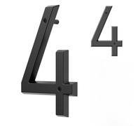 1 Pack Floating House Number for Outside, 3D Modern Metal Mailbox Sign, Zinc Alloy Black Exterior Home for ADDRESS Plaque, Easy Mount for Wall Gate Fence(4#)