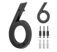 1 Pack Floating House Number for Outside, 3D Modern Metal Mailbox Sign, Zinc Alloy Black Exterior Home for ADDRESS Plaque, Easy Mount for Wall Gate Fence(6#)