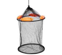1 Pack Foldable Fishing Net Basket, Mesh Fish Keeper with Floating Rings, Collapsible Live Fish Trap, Secure Drawstring Closure, Portable Storage for River Lake Pond, Mesh Fabric