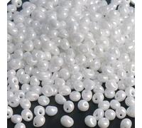 1 Pack Glass Seed Beads, 4mm Small Teardrop Seed Beads for Bracelets, Crafting, Keychain, About 120Pcs, White