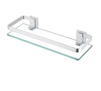 1 Pack Glass Shower Shelf 28.5 X 12 X 4.2 Cm, Wall-Mounted Storage Rack, Rectangular Tempered Brushed Finish