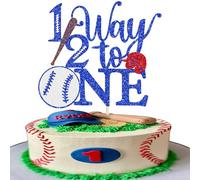 1 Pack Half Way to One Cake Decoration Half Year 6 Months Baby Decoration Baseball Cake Decoration 1/2 Way to One Cake Decoration for Boys and Girls Six Months Birthday Party Cake Decoration