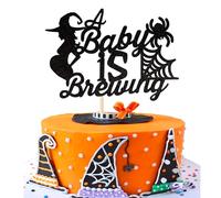 1 Pack Halloween A Baby is Brewing Cake Topper Halloween Baby Shower Cake Picks Halloween Spider Web Theme Cake Decoration For Pregnant Woman Birthday Party Cake Decorations