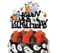 1 Pack Halloween Shower Cupcake Toppers Ghost Cake Decorations Theme Birthday Party Supplies Happy Day Topper Glitter Little Spooky Pick Kids Pumpkin Candy Decoration Themed Girls